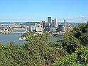 Deowntown Pittsburgh located at junction of Allegheny and Monongahela Rivers that form the Ohio River.